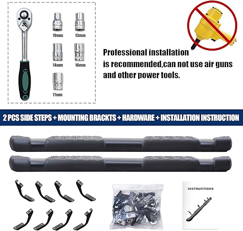 Miniatura 8 de COMNOVA Barras de escalón lateral compatibles para Toyota Tundra Crew Max 07-21 (4 puertas de tamaño completo), barras de escalón de estilo OE