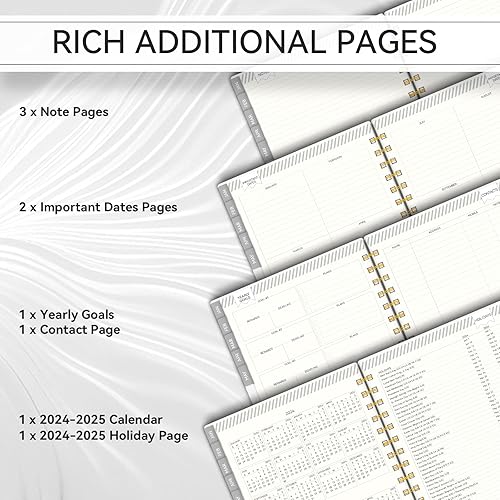 Miniatura 5 de AIMPEAK - Agenda semanal y mensual 2024, agenda semanal 2024 con pestañas, enero de 2024 a diciembre de 2024, agenda diaria con bolsillo interior,