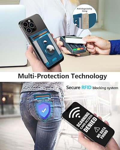 Miniatura 6 de ExtreLife Cartera Magsafe con soporte para Airtag, cartera magnética para iPhone serie 1615141312, soporte para 9 tarjetas, ventana de