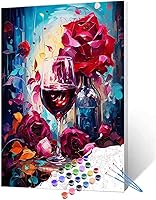 Vista 16 de Pintura abstracta para copa de vino por números para adultos principiantes, copa de vino tinto grafitica, pintura digital, bricolaje, bebidas