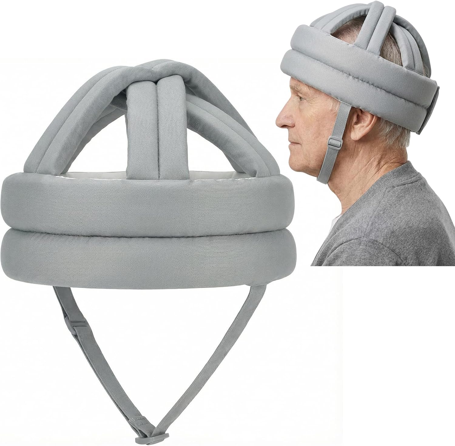 Upgraded Thick Soft Protective Helmet for Elderly Adults, Special Needs Safety Hat Adjustable Breathable Seniors Anti-Fall Head Protection Cap for Older Surgery Recovery Head Injury Shock