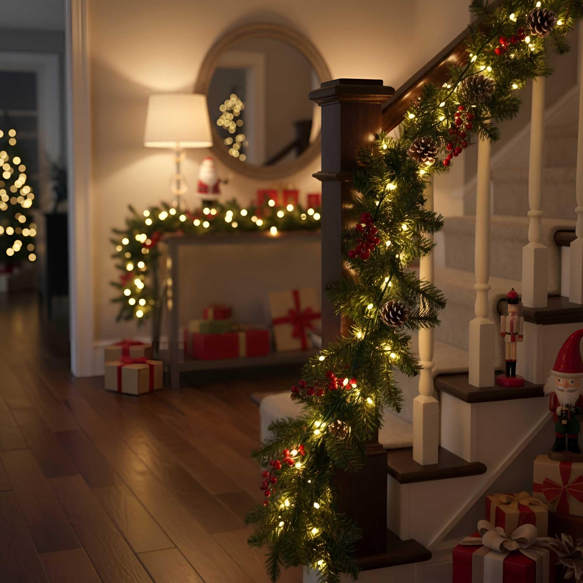 Qbis - Filo di luci natalizie con micro LED, luce bianca calda, filo d'argento, con timer, a batteria