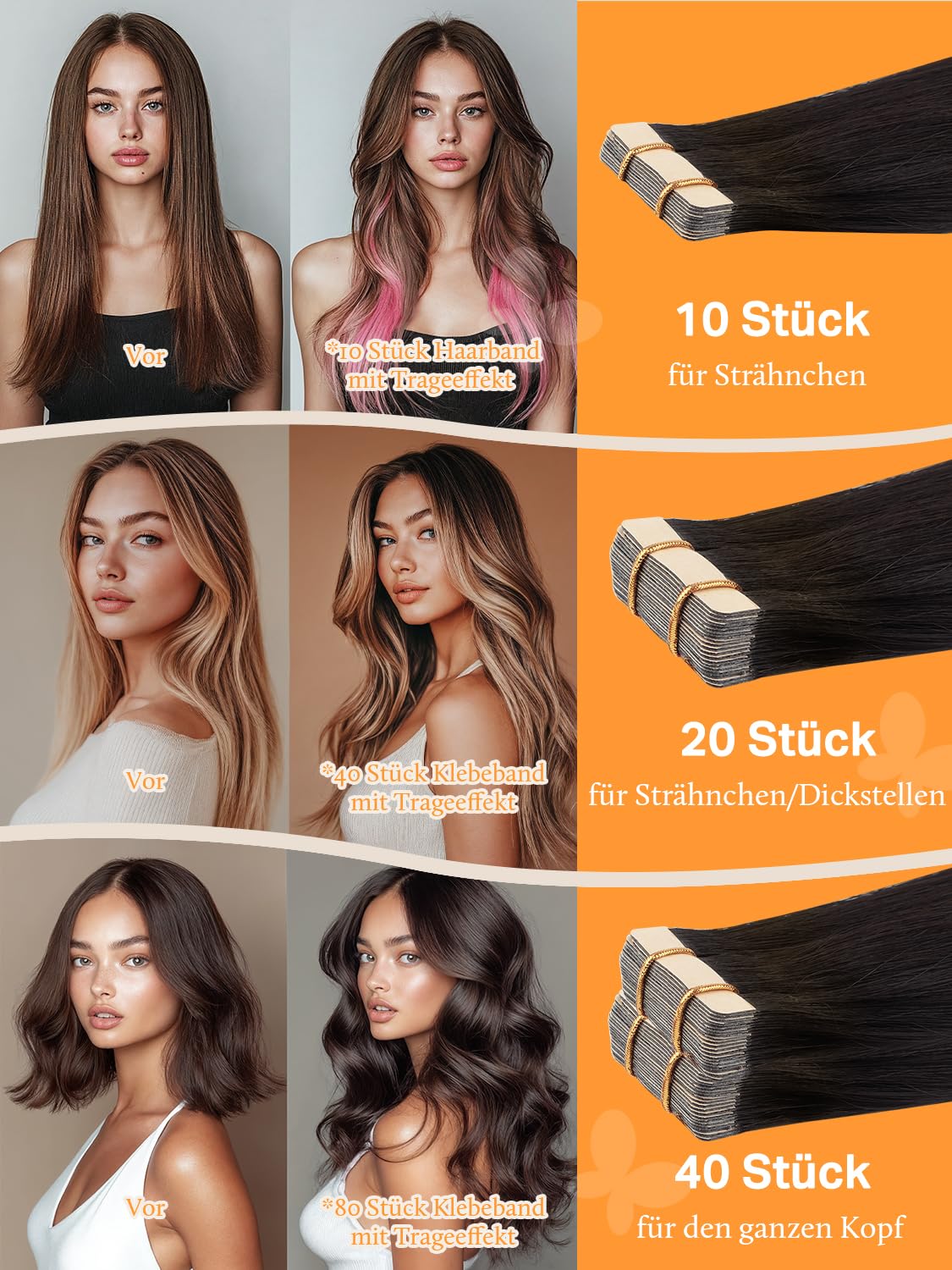 DOORES Extensions Echthaar Tape in, Balayage Natürliches Schwarz bis Hellblond 40cm (16zoll) 100g 40pcs, Echthaar Tape Extensions Blond Remy Haar Full Thick Ends Haarteil Für Unsichtbare
