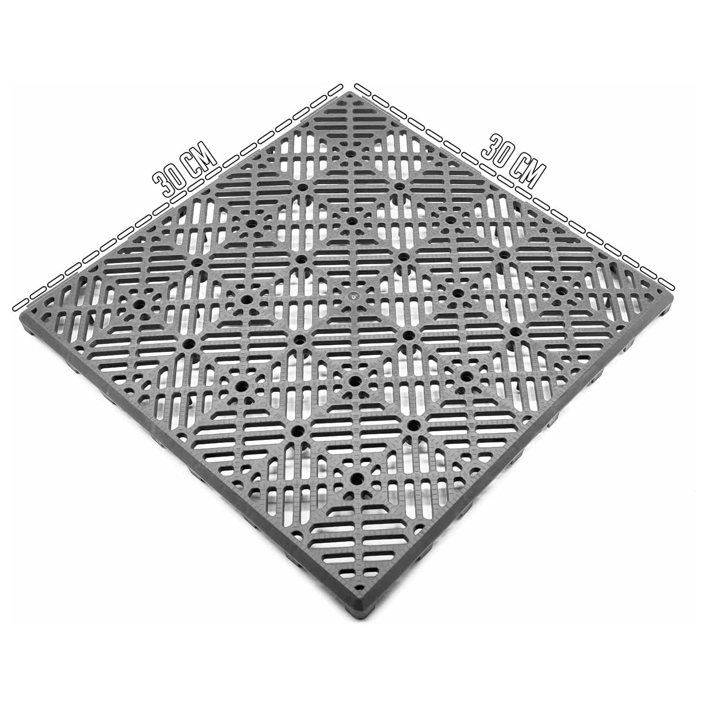 ACAN Tradineur - Pack 12 de Baldosas/Losetas para Exterior - Fabricado en Plástico - Ideal para Piscina, terrazas, jardín - Desmontable y Antideslizante - 30 x 30 cm - Color Gris