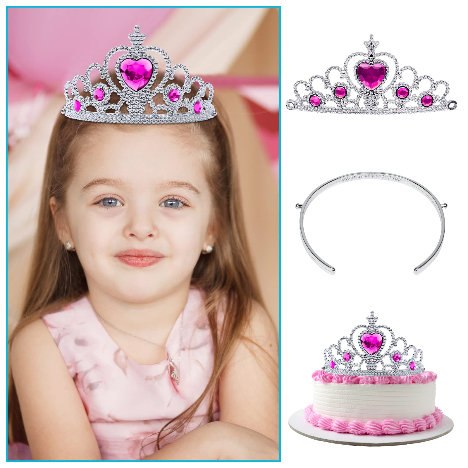 Aomig Accessori Principessa Elsa, 10 Pezzi Accessori per Vestire Principessa con Principessa Corona e Bacchetta Magica Bambina, Accessori Elsa Bambin per Carnival, Festa, Halloween, Cosplay