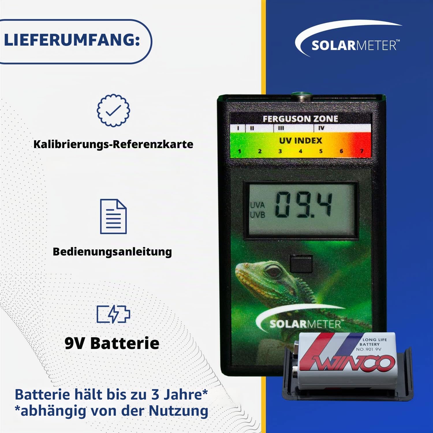 Solarmeter UV-Index-Messgerät für Reptilien, Modell 6.5R, ABS-Polymer, schwarz