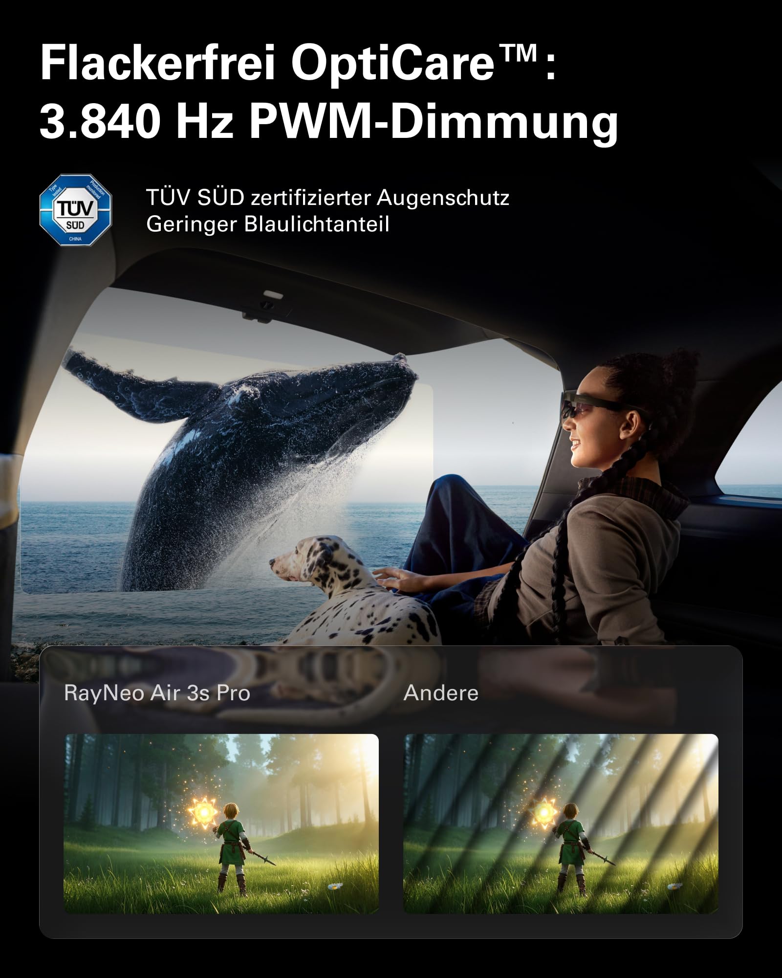 [Neu] RayNeo Air 3s Pro AR/XR-Brille - 201'' 1200 Nits 120Hz HueView 2.0 Videodisplay, Smarte Gaming-Brille für iPhone 17,16,15/Android/Mac 2/PS5/SteamDeck - Next-Gen Persönliches Kino