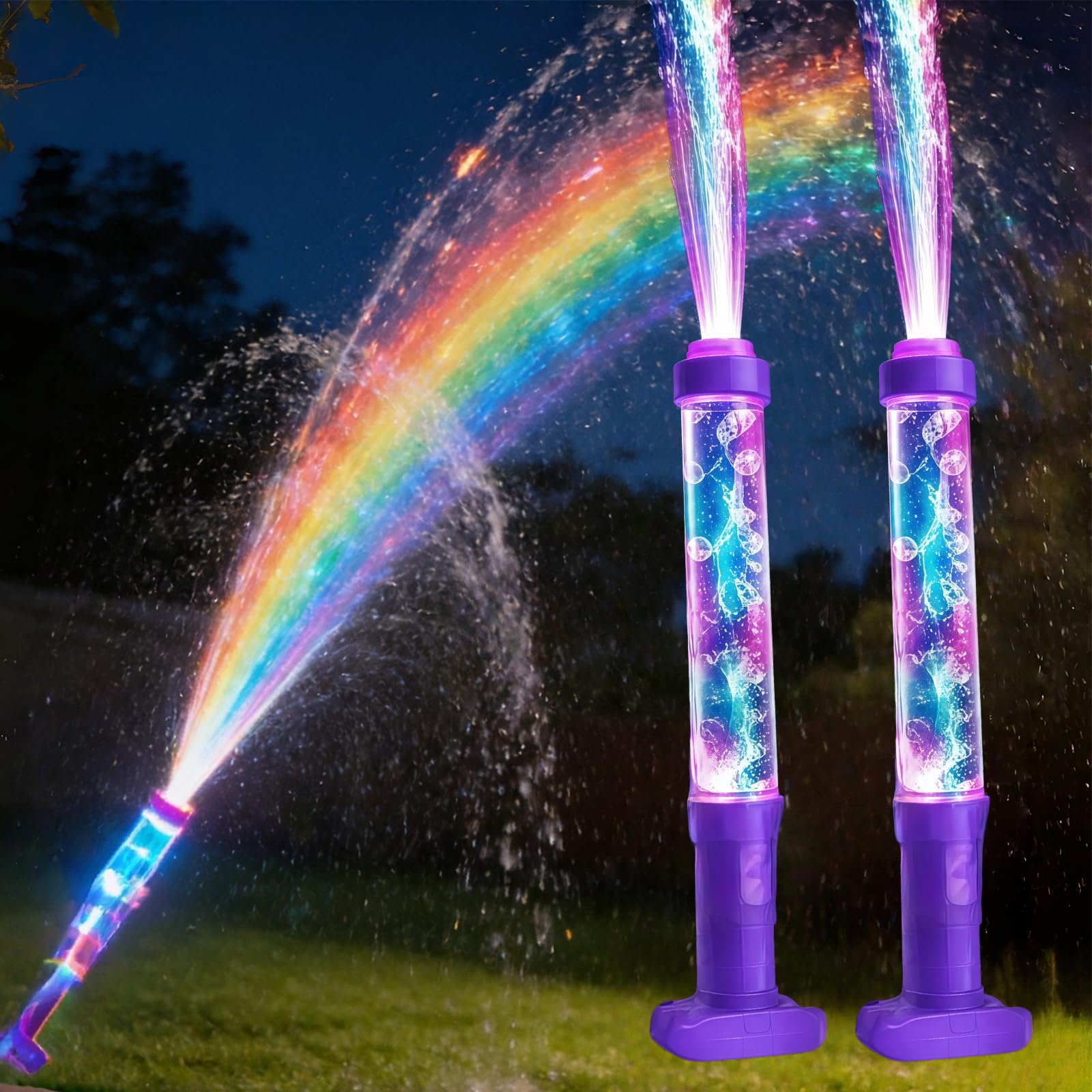 13.8" Glowing Rainbow LED Water Blaster | Summer Fun that Pops Like Magic, LED Water Blaster with Rainbow Lights - Glow in The Dark Water Gun for Adults,Leakproof Design for Outdoor Summer Party (2)