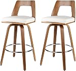 Moustache Bar Stools Set of 2, Swivel Bar Chairs with Soft Cushion Seat | Mid-Backrest, Soft Cushion, For Counter Island, Bar, Coffee Shop, Kitchen Counter Stools