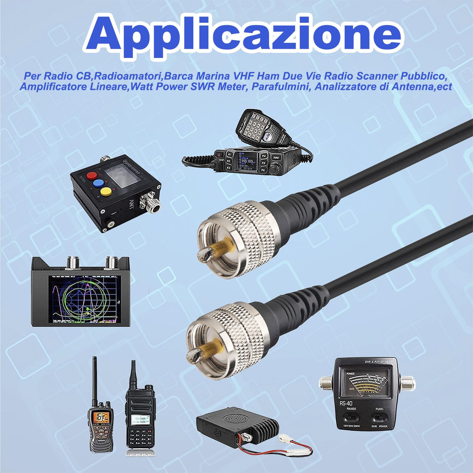 50,25ft Cavo UHF 50Ω UHF Maschio a UHF Maschio L200 Cavo Coassiale a Bassa Perdita per Apparecchiature LAN Wireless, Misuratori VSWR, Analizzatori d'antenna WiFi/GPS, Router d'antenna Scan