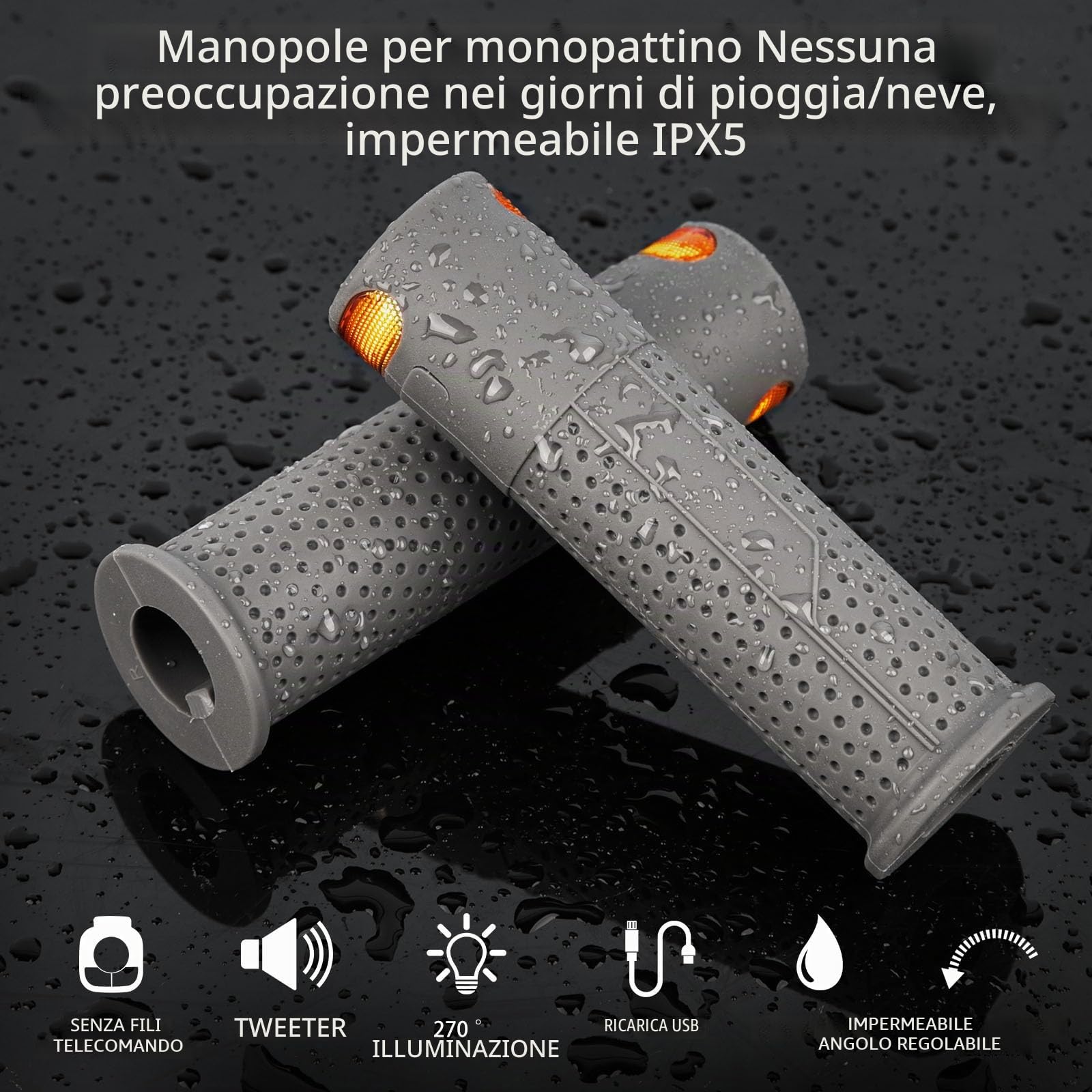 Maniglia Lampeggiante con Luce Manubrio e Segnale di Svolta, Ricarica Wireless Telecomando per Xiaomi M365 Pro2 Ninebot Max G30D