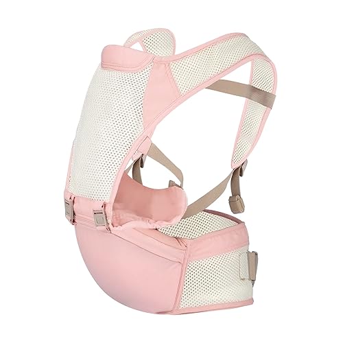 Agudan Portabebés de cadera con malla de aire transpirable, portabebés 3 en 1, ligero y cómodo, perfecto para padres en movimiento