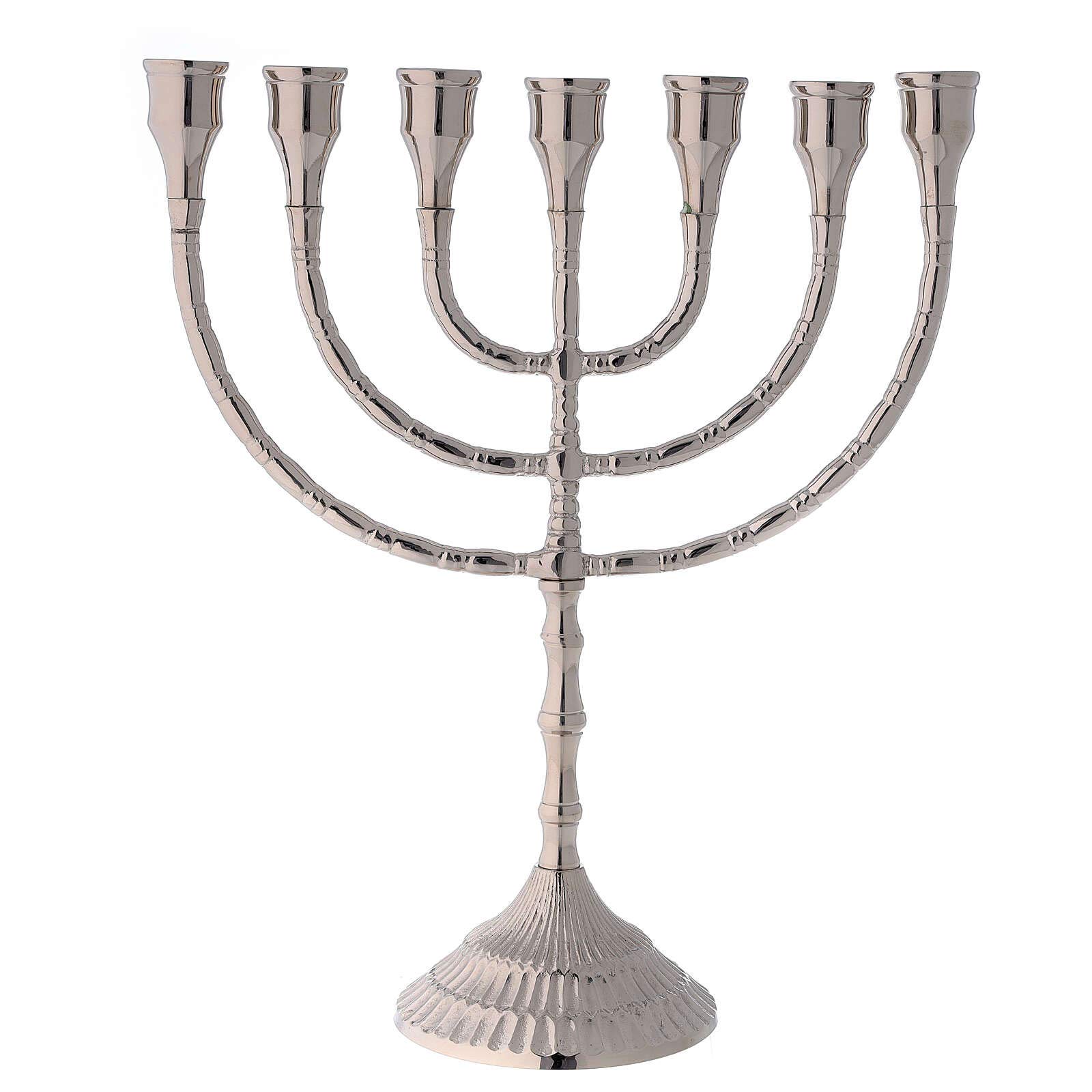 Menorah Candle Holder 7 Flames Silver Plated Brass 30 cm