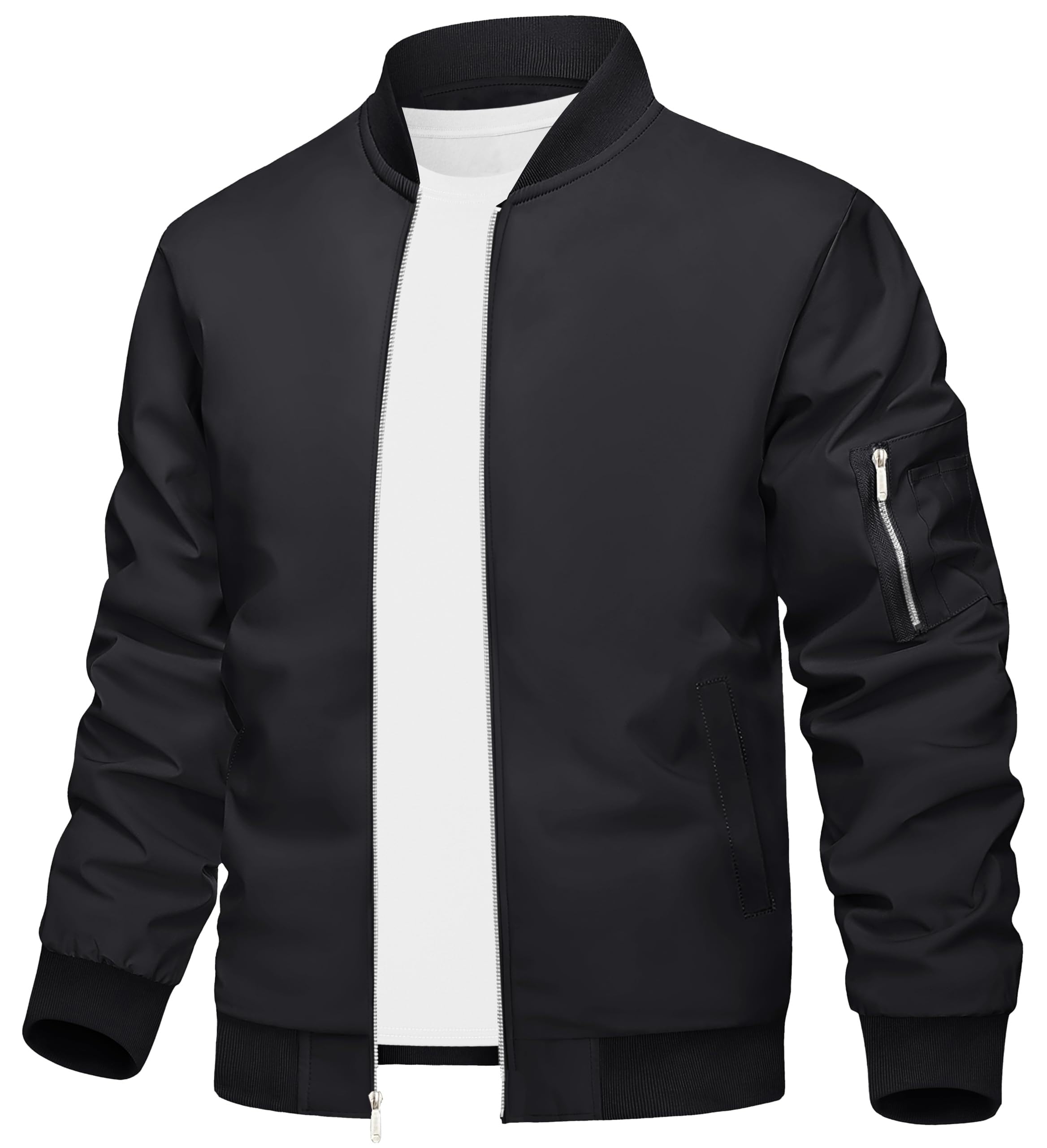 sandbankMen's Slim Fit Lightweight Softshell Flight Bomber Jacket Coat