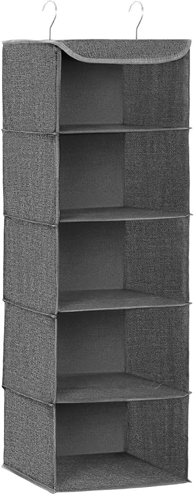 TOPIA HOME 6-Shelf Hanging Closet Organizer, Two Separable 3-Tier Thickened Fabric Hanging Closet Shelves With Mesh Pockets, Collapsible Closet Organizers And Storage Organization, Beige