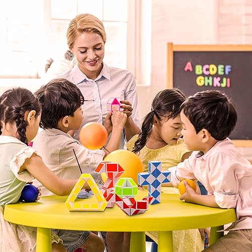 Vista 14 de Paquete de 24 cubos de 24 bloques de mini cubo de serpiente, cubos de rompecabezas mágicos de velocidad para niños, rellenos de bolsas de fiesta