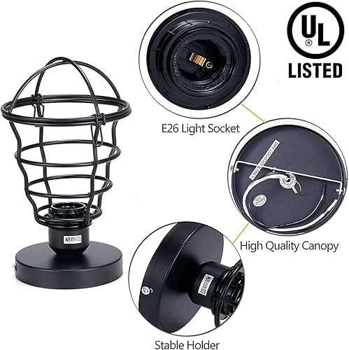 Miniatura 10 de Asnxcju - Lámpara de techo de montaje semiempotrado vintage, con jaula de metal negro industrial, lámpara de techo para pasillo, porche, escalera,