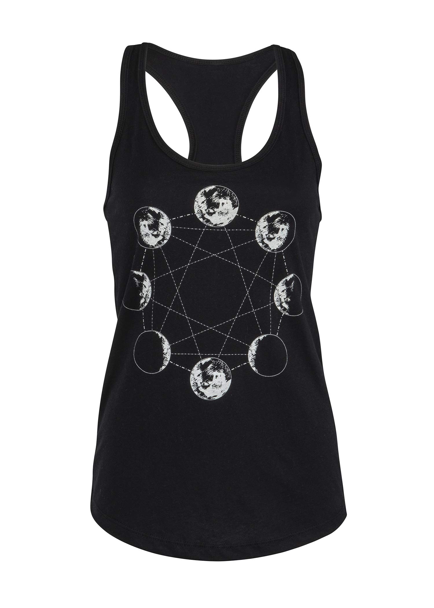 Womens Black Moon Phases Yoga Tank Top Spiritual Tee