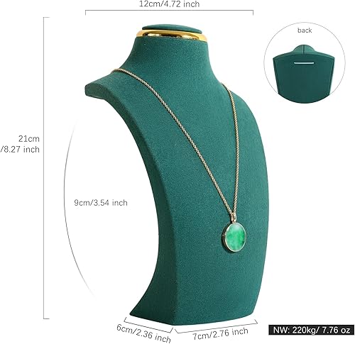 Miniatura 2 de GemeShou Soporte de almacenamiento de collar verde para vender, organizador de soporte de collar de terciopelo, soportes de exhibición de busto de