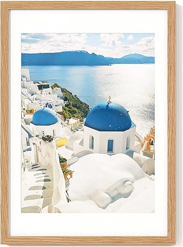 Miniatura 132 de Axeman Marco para póster de 18 x 24 pulgadas con paspartú para 16 x 20 pulgadas, marco de fotos de madera maciza de roble con vidrio templado, marco