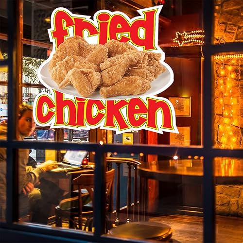 Miniatura 5 de Calcomanías de camión de comida Fried Chicken Concession Restaurant Adhesivo de vinilo troquelado S65 y letrero de 10 pulgadas en el lado más largo