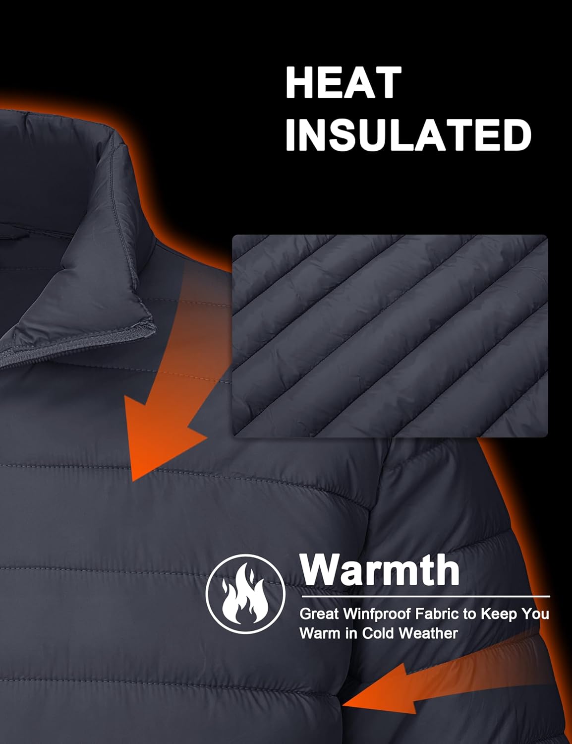 CRYSULLY Men's Puffer Jacket Full Zip Warm Jacket Windproof Water Resist Jackets Winter Insulated Coat