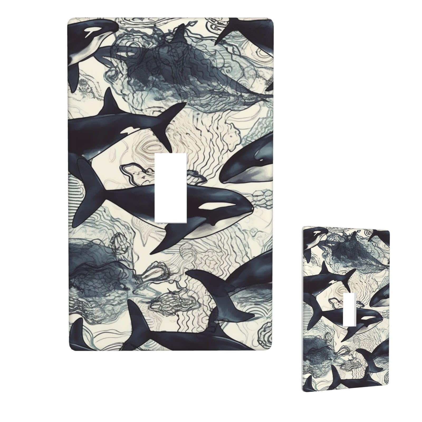 1 Gang Single Toggle Wall Plates, Unbreakable Decorative Light Switch Plate Covers Killer Whale Electrical Switchplate Cover Faceplate For Bathroom Kitchen Decor