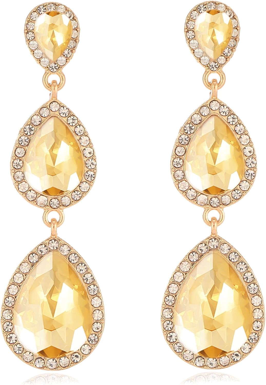 Vintage Rhinestone Teardrop Dangle Earrings Long Dangling Drop Earrings Crystal Chandelier Earrings for Women Wedding Bridal Prom