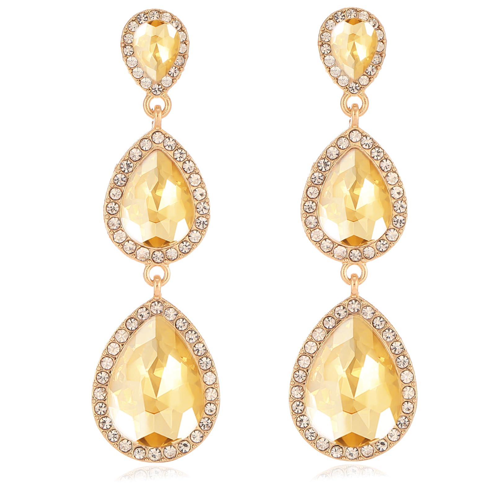 Vintage Rhinestone Teardrop Dangle Earrings Long Dangling Drop Earrings Crystal Chandelier Earrings for Women Wedding Bridal Prom