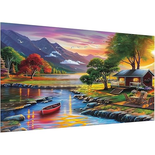 DOTZSO Landscape Diamond Painting Kits for Adults, Easy DIY 5D Round Full Drill Diamond Art kit Diamond Dot Crystal Gem Art and Craft for Beginners Home Wall Decor 12x16 Inches