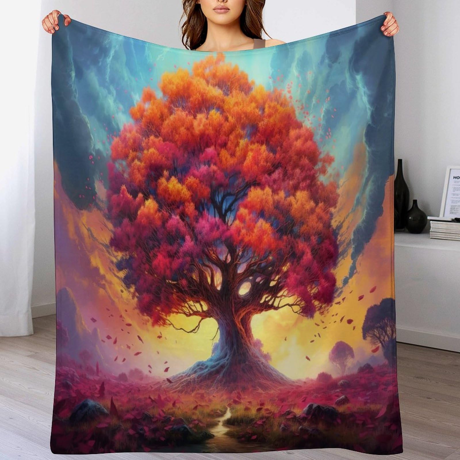 Manta cósmica de franela árbol de la vida manta suave para sofá