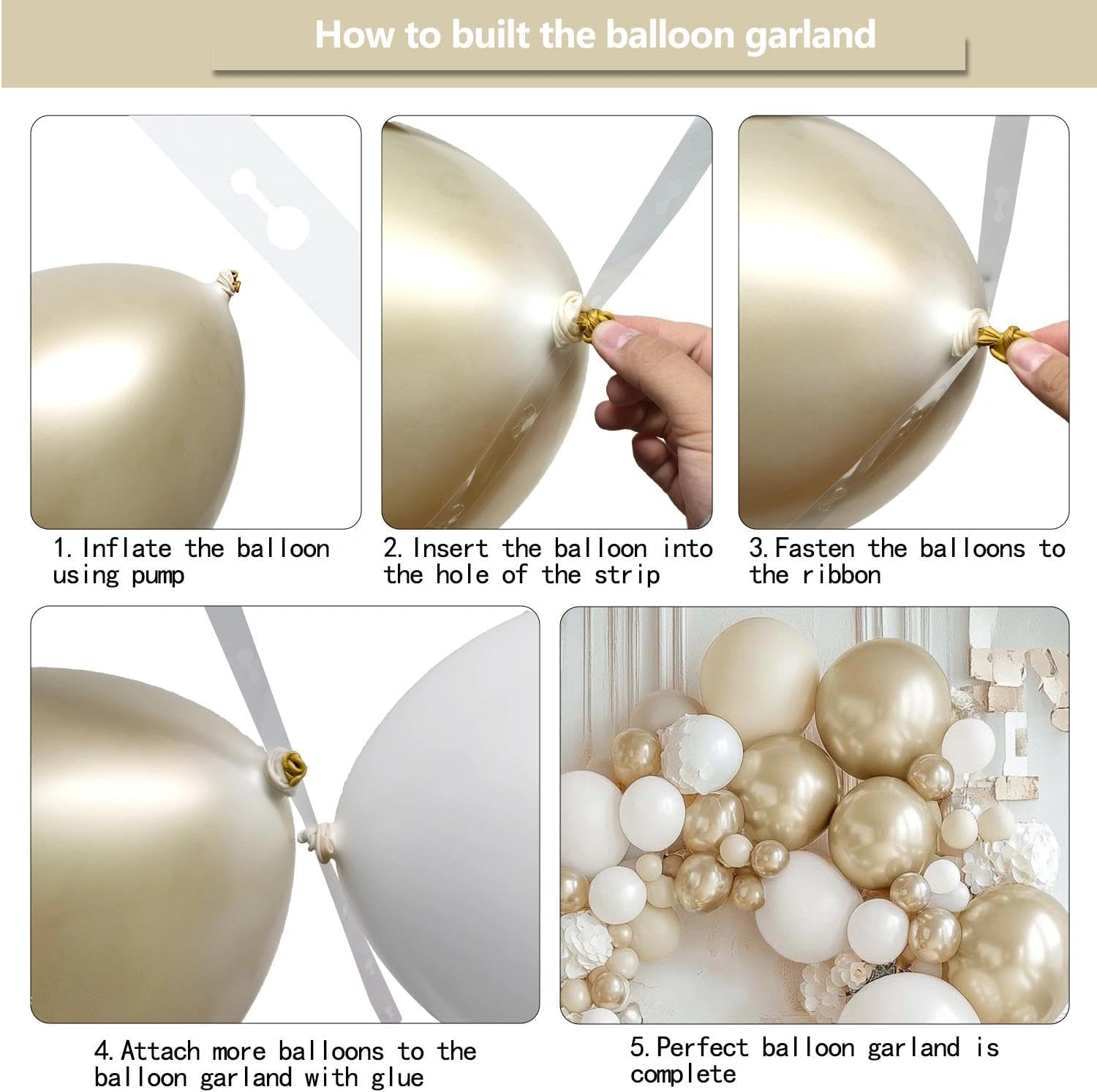 Pink White Gold Balloon Arch DOUBLE STUFFED Pearl Pink White Balloons for Birthday Baby Shower Wedding Bridal Party Decorations