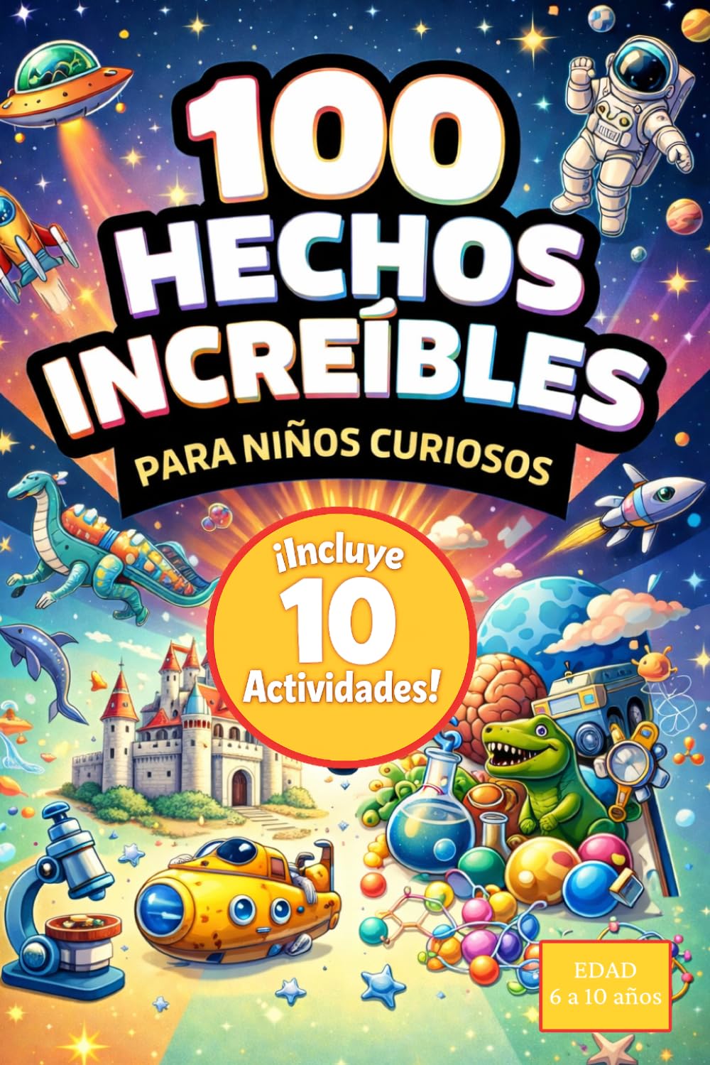 100 Hechos Increíbles para Niños Curiosos: Una colección de curiosidades fascinantes sobre el espacio, animales, ciencia, historia y mucho más. A color. ¡Incluye 10 actividades!