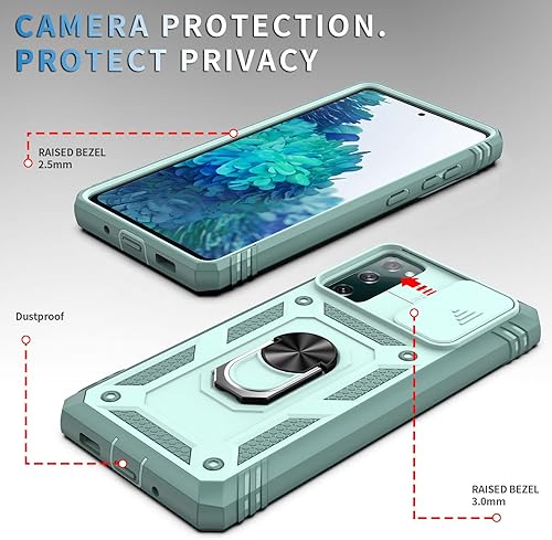 Miniatura 3 de Funda para Galaxy S20 FE 5G, Caja Del Teléfono De La Cubierta De La Cámara Con Soporte De Anillo De Rotación Para Samsung Galaxy S20 FE 5G - Verde