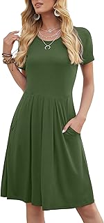 Women's Casual Flowy Pleated Loose Dresses with Pockets - Buy now
