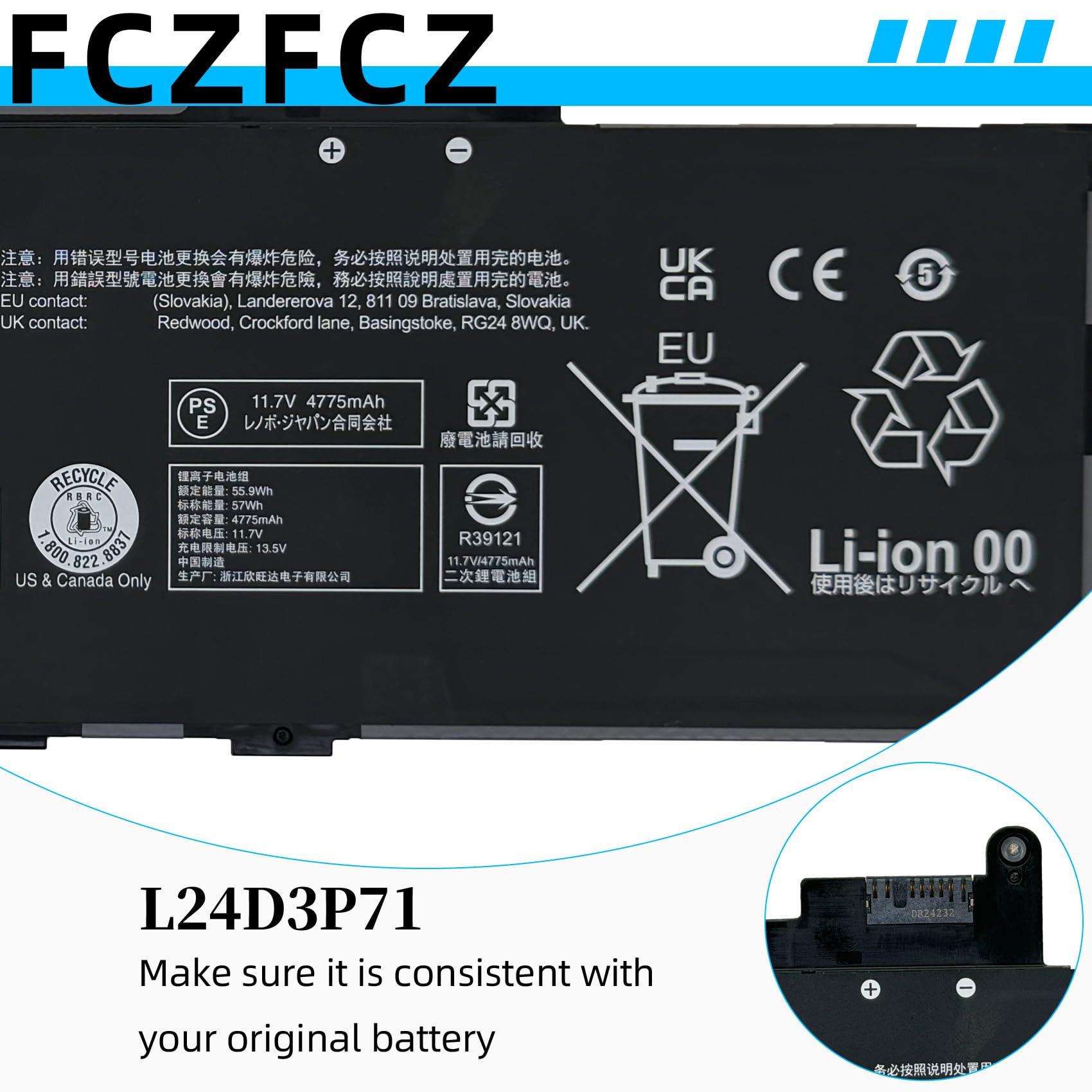 Amazon.com: FCZFCZ L24D3P71 Battery 57Wh 4875mAh Replacement for