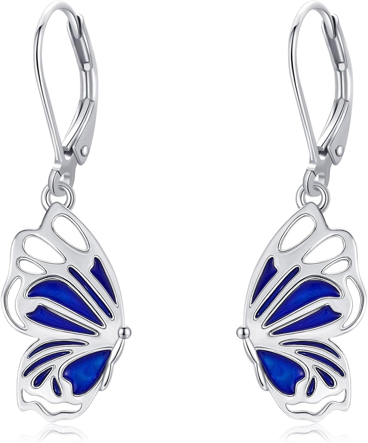 Butterfly Earring 925 Sterling Silver Blue Butterfly Dangle Earrings Jewelry for Women