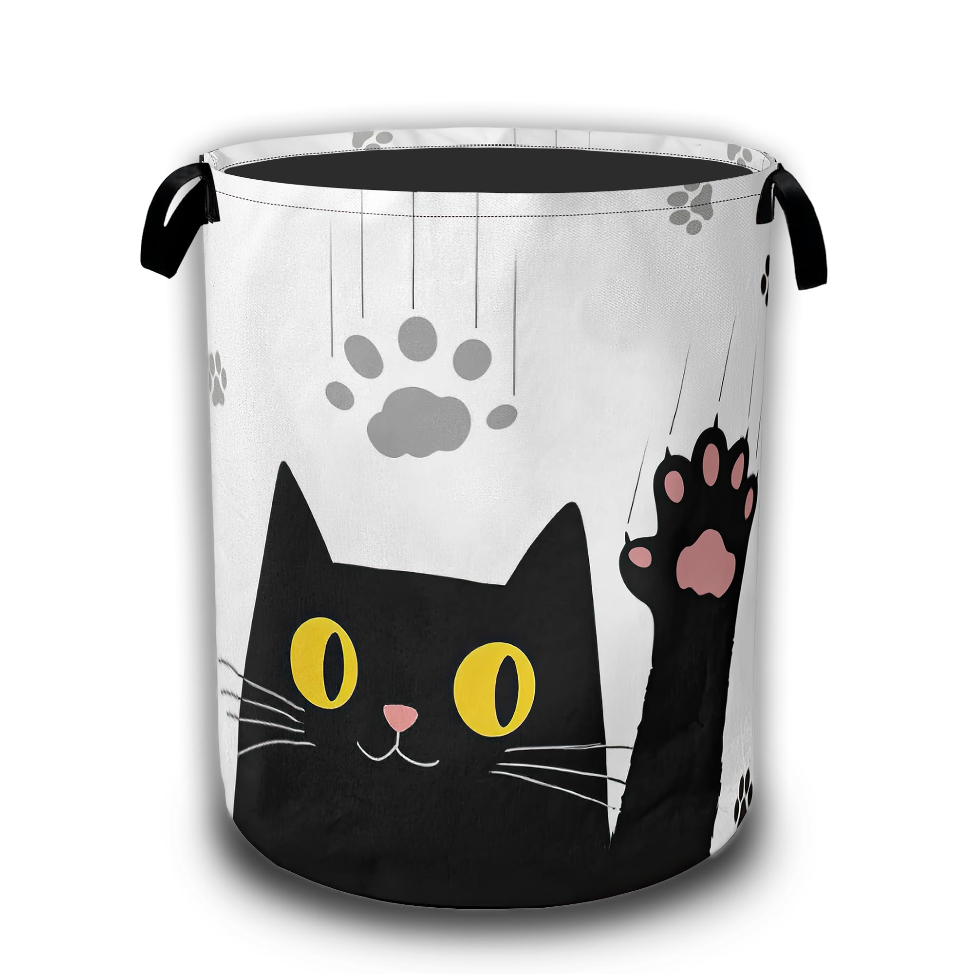 Black Cats Laundry Hamper,Collapsible Laundry Baskets Waterproof Oxford Cloth With Handles,Clothes Storage Bucket Toy Organizer For Bathroom/Nursery/Bedroom 16" x 20.8"