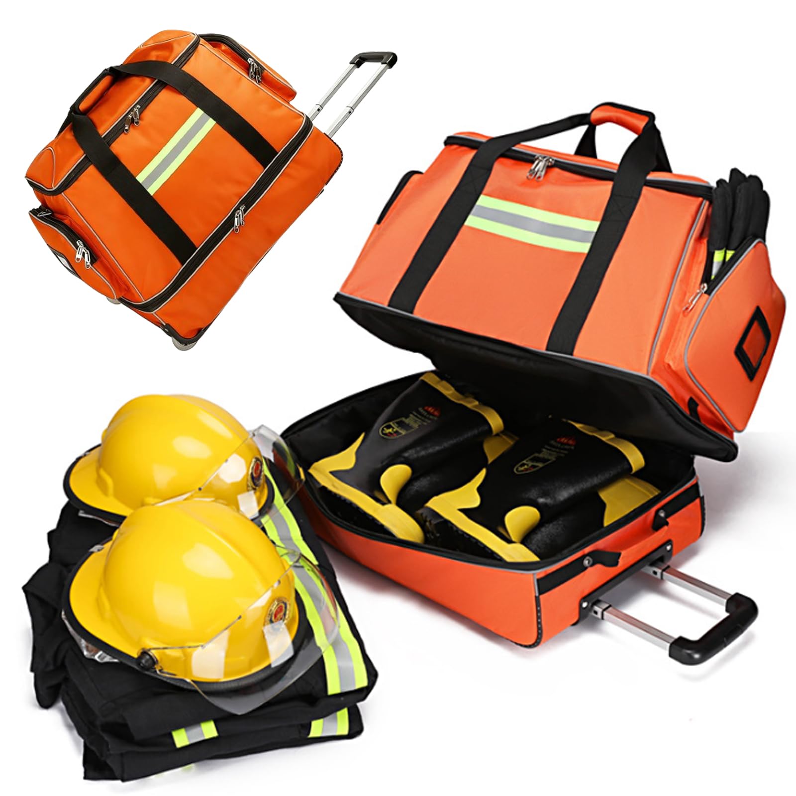 Bolsa de primeros auxilios con ruedas, mochila de trauma vacía, bolsa de salto de emergencia, tela Oxford 1800D ignífuga, para enfermeras, médicos, policías, bomberos