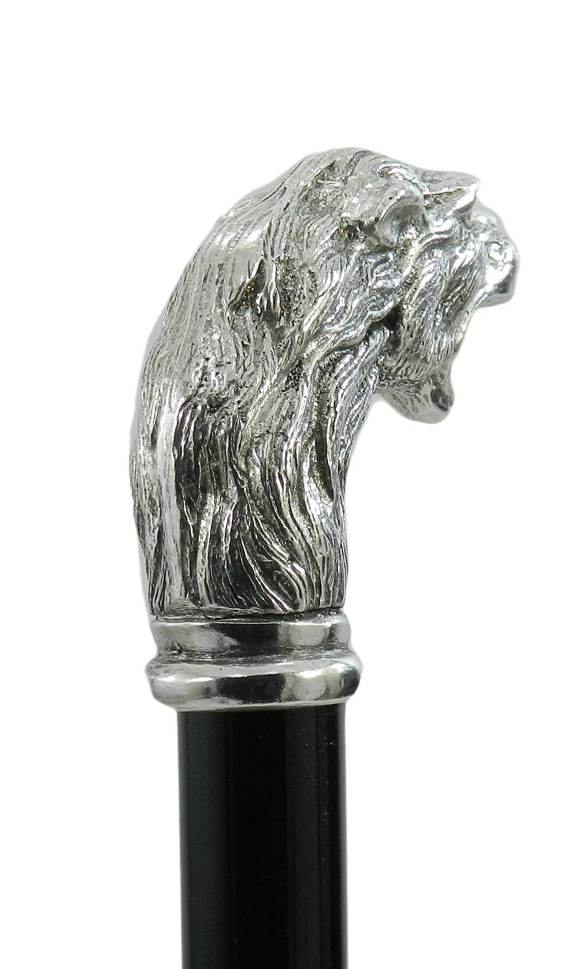 Bastón de paseo CAVAGNINI de madera y peltre puro León elegante para personas mayores, ceremonia (Faje natural)