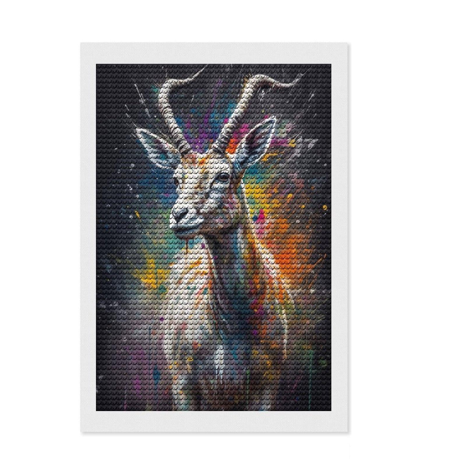 Junmoney Addax Painting Diamond Painting Set 8"x12", Enjoyable At-Home Hobby, with Tool Kit, Modern Decor, Christmas Gift, Easy to Enjoy