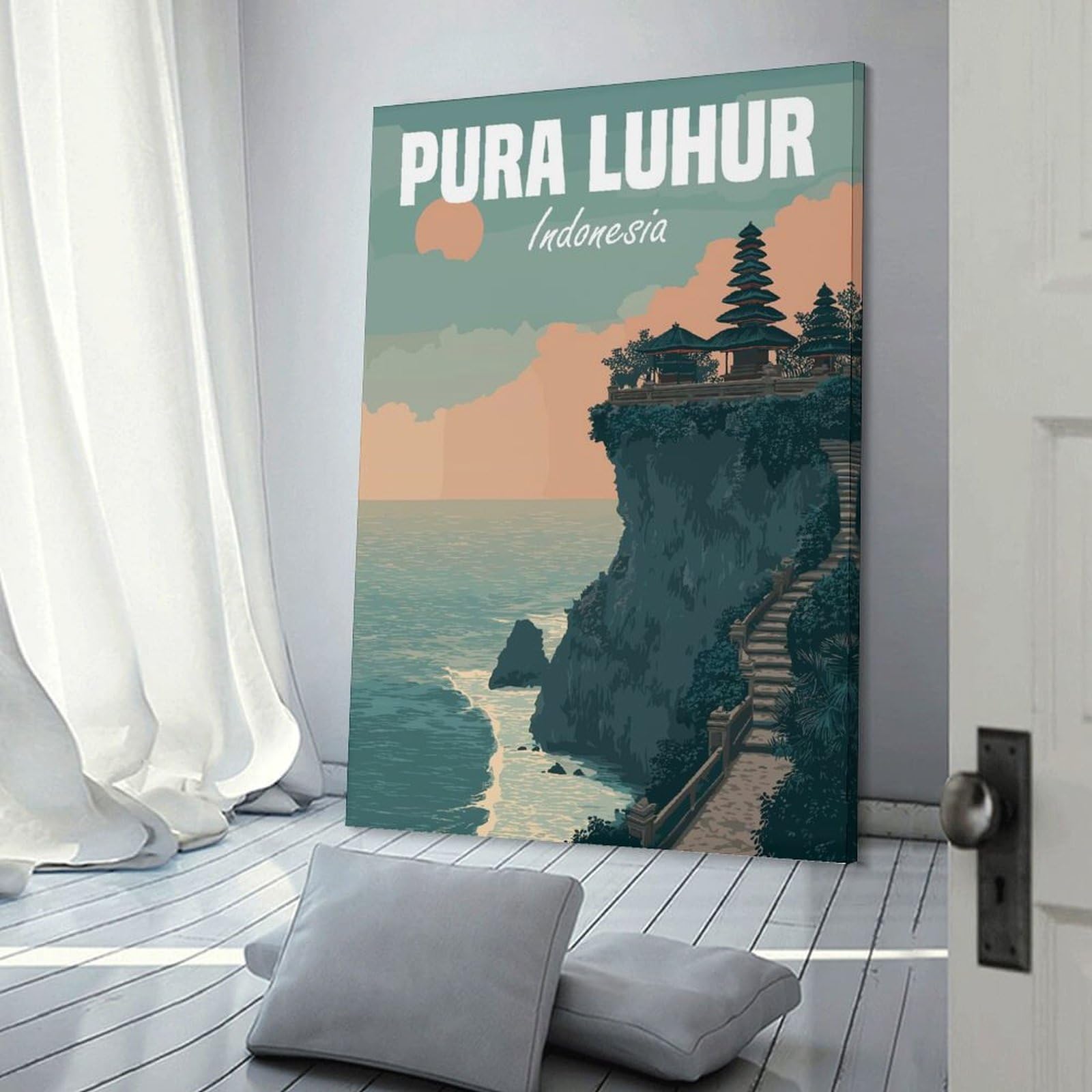 Junmoney Pura Luhur Temple Indonesia Decorative Canvas Print, 20x30inch(50x75cm), for Hallway, Entryway Or Landing, Home Artwork for First Impressions