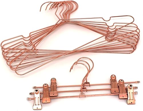 Miniatura 4 de Paquete de 60 perchas de 13 pulgadas para niños, color oro cobre rosa, con alambre de metal brillante, para almacenamiento y exhibición de camisas,