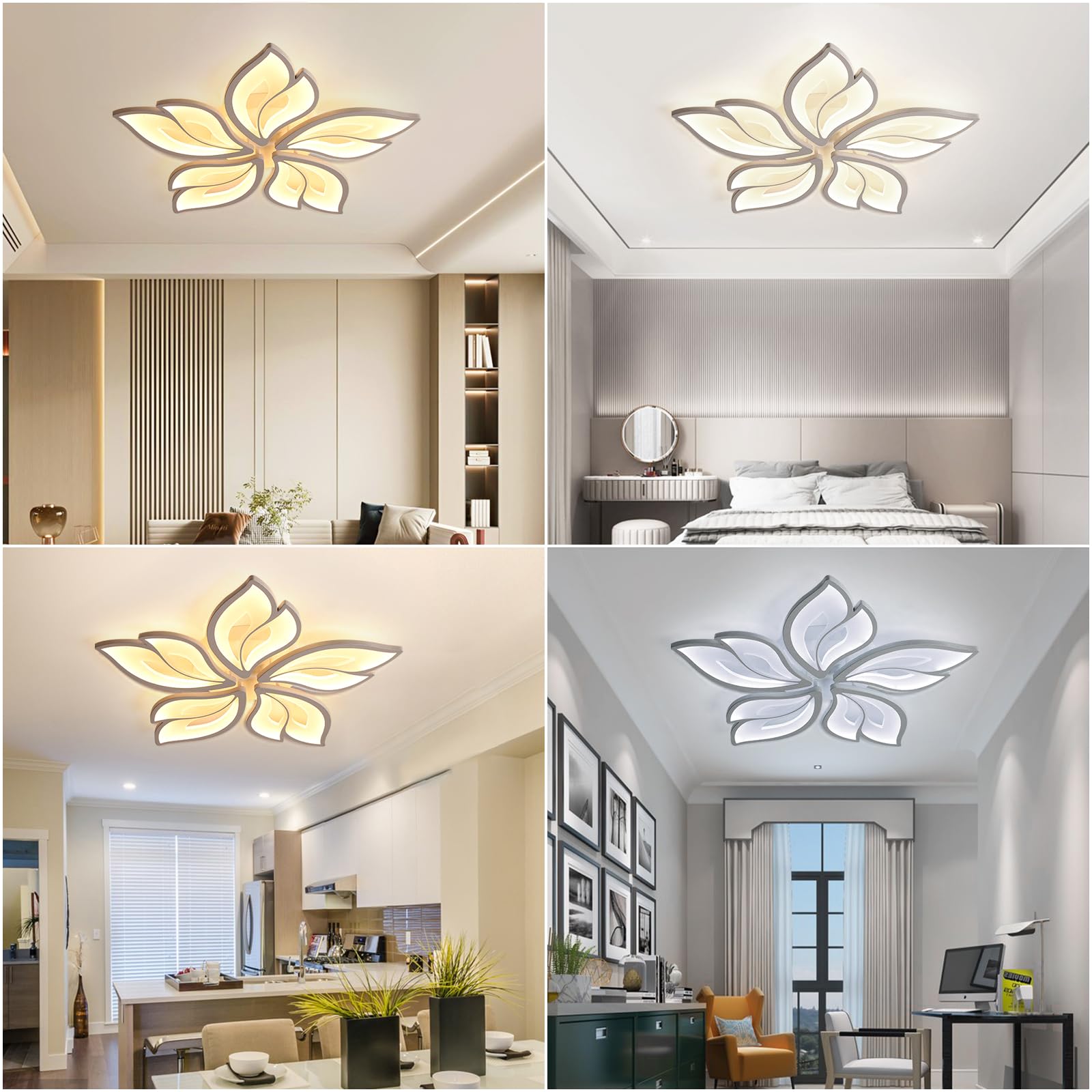 Yuanfenghua Lampadario camera da letto, 40W plafoniera Led soffitto, lampada da soggiorno con telecomando (70 X 6,5 cm)