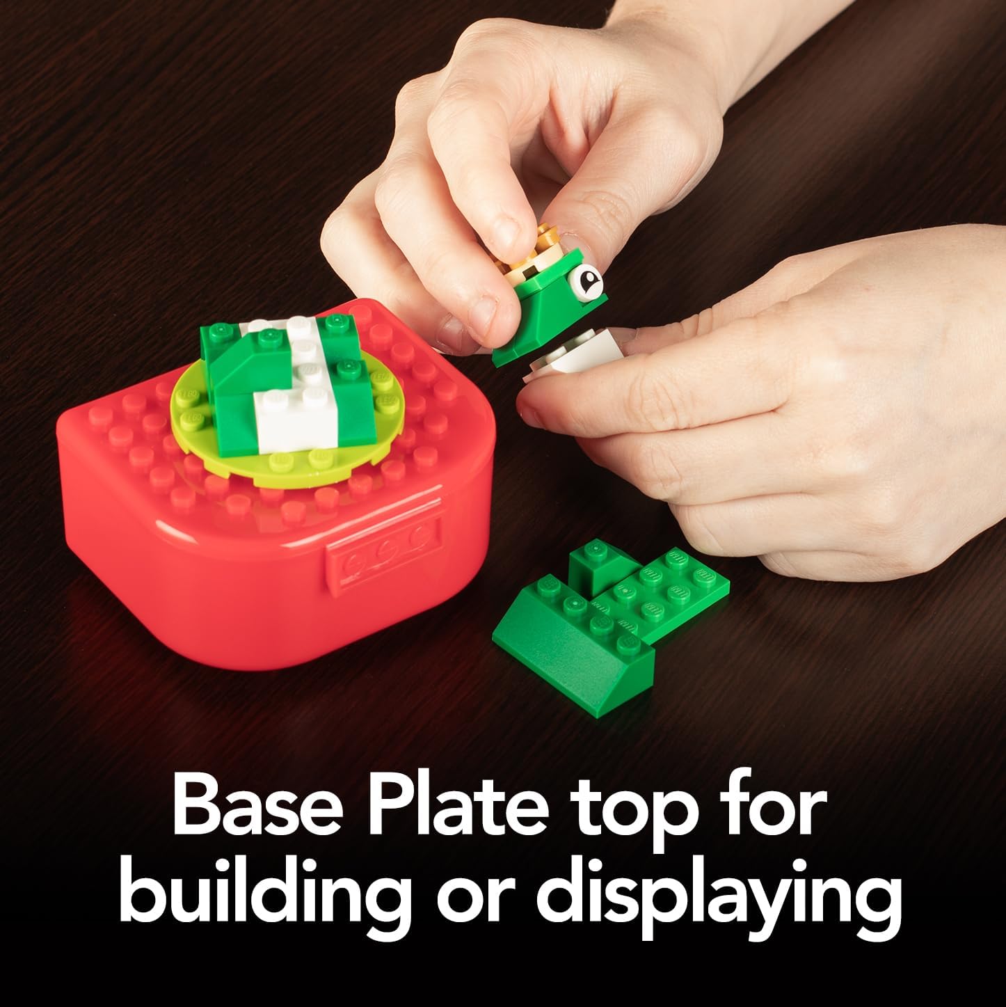 Practicon Building Blocks Toy Storage & Display Boxes with Baseplate Top, Portable Travel Case, Holds Small Parts, Minifigures, Bricks, Snap Closure, Connects Top & Bottom, 3 Pack