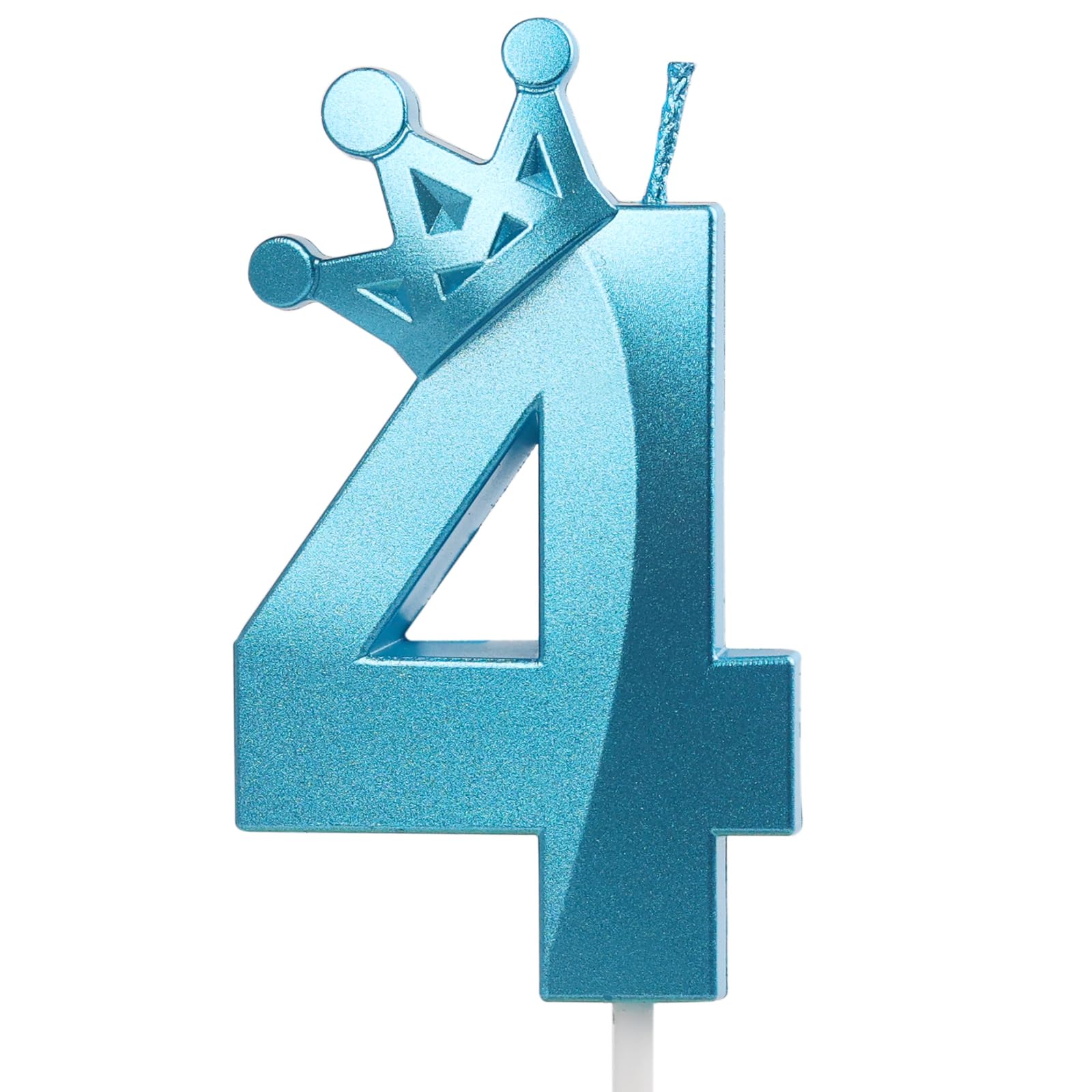Velas de 4º cumpleaños para pastel, velas azules número 4 con corona, diseño 3D, decoración de pastel de cumpleaños para niños, niñas, mujeres, hombres, fiesta de cumpleaños, boda, aniversario,