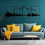 Ruiqas 4 Pieces Large Metal Wall Art Decor Silhouette Sculpture Mountain and Forest Abstract Minimalist Ornament Hanging Sign for Home Living Room Bedroom