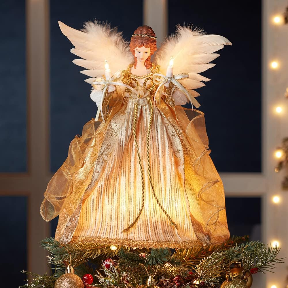 Kurt S. Adler 12-Inch UL 10 Clear Light Gold Angel Treetop, Multicolor - Image 9