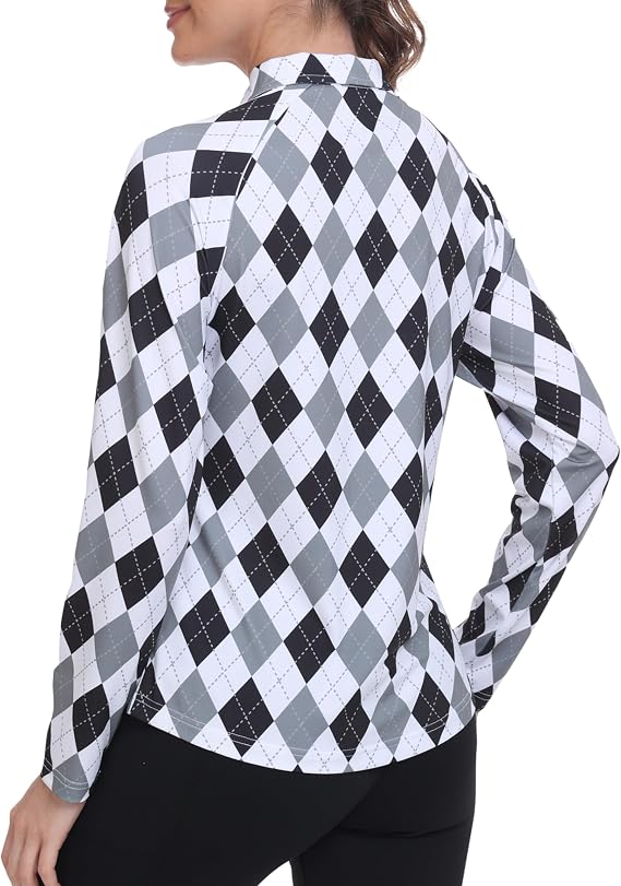 MoFiz Womens Long Sleeve Golf Polo Shirts 1/4 Zip Pullover Tops with Collar