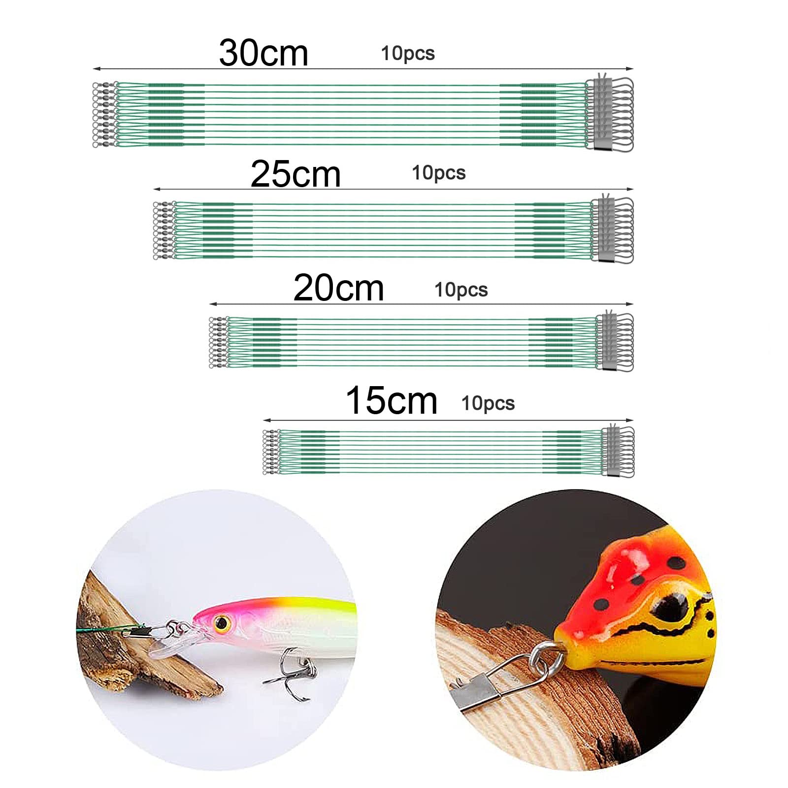 80 Pcs Bas De Ligne Pêche Acier Inoxydable - 15/20/25/30 Cm - Fil De Fer Anti-Dents Pour Tous Poissons